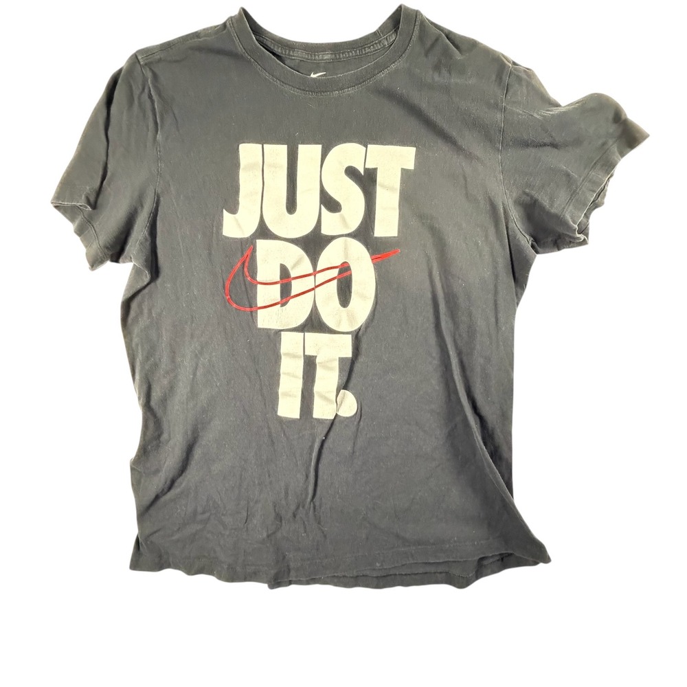 Nike T-Shirt Mens XL Black Good Just Do It Graphic Swoosh Short Sleeve Tee